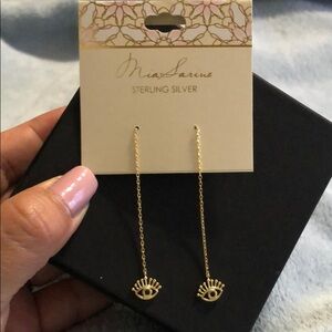 Mia Sarine Sterling Silver Evil Eye Earrings